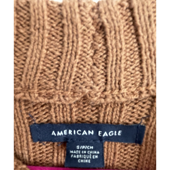 Y2K American Eagle Sweater Womens Small Ribbed Knit Fisherman Preppy Academia - Picture 3 of 9